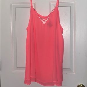 Neon pink strap blouse